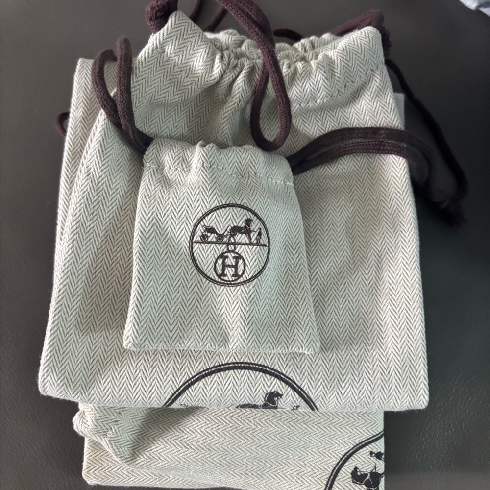 “Hermès Dust Bags Lot 4 Authentic Beige Drawstring Storage Pouches